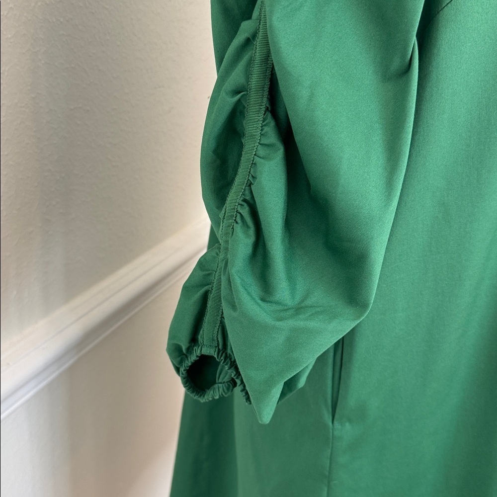 Chico's Ruched Sleeve Popover Green Midi Dress - Picture 4 of 7